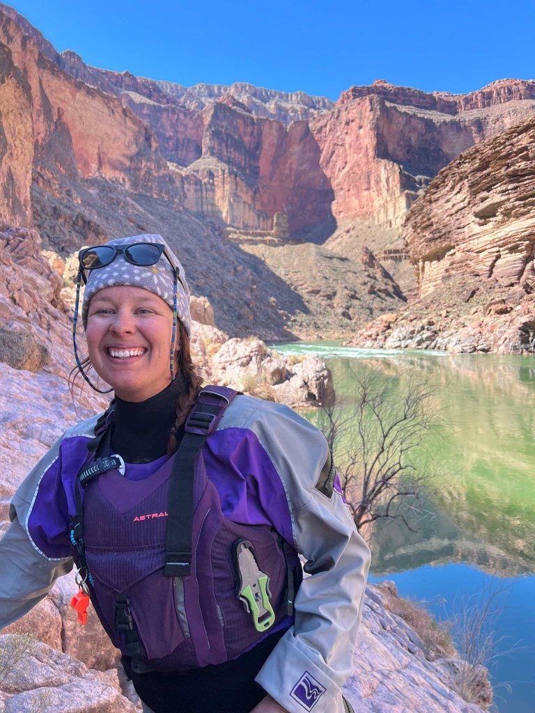 Casey Jones smiling dry suit astral pfd grand canyon rafting