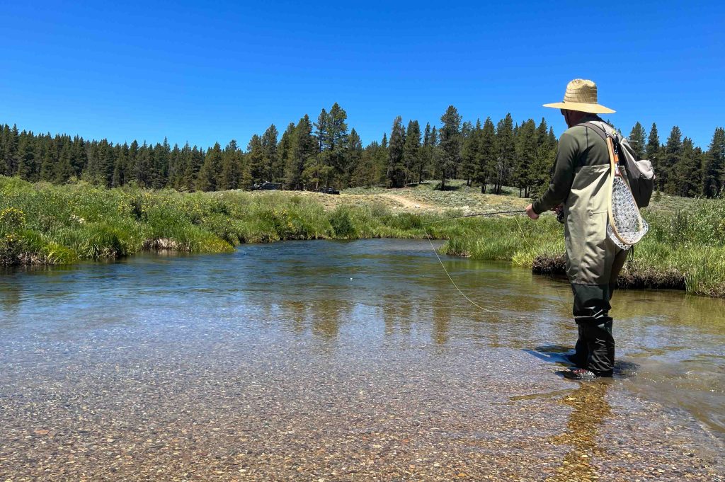 Man fishing Texas Creek near Taylor Park Reservoir