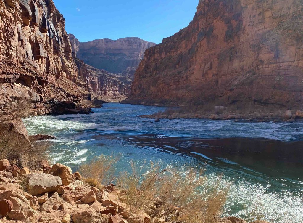 Downstream view of colorado river in grand canyon