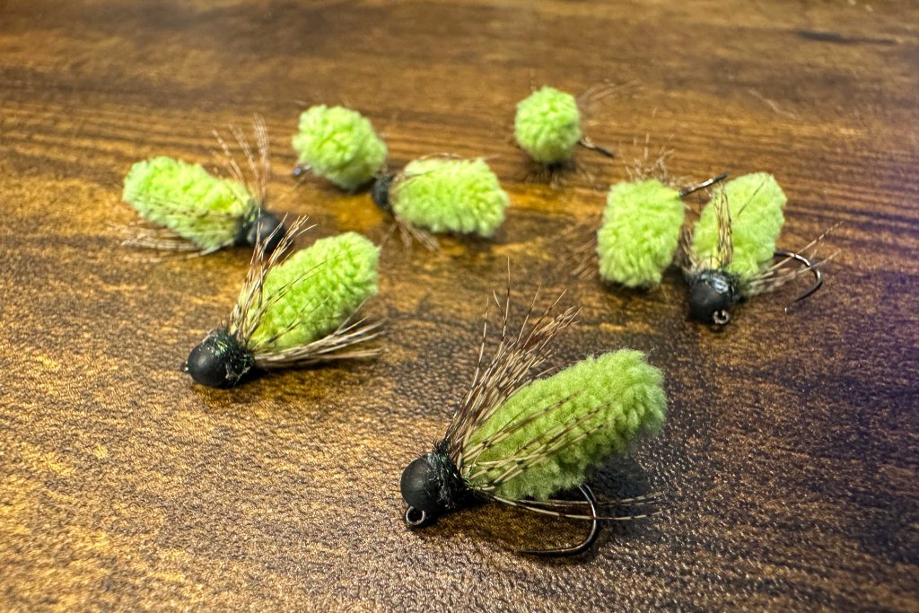 Size 16 Chartreuse Mop Flies