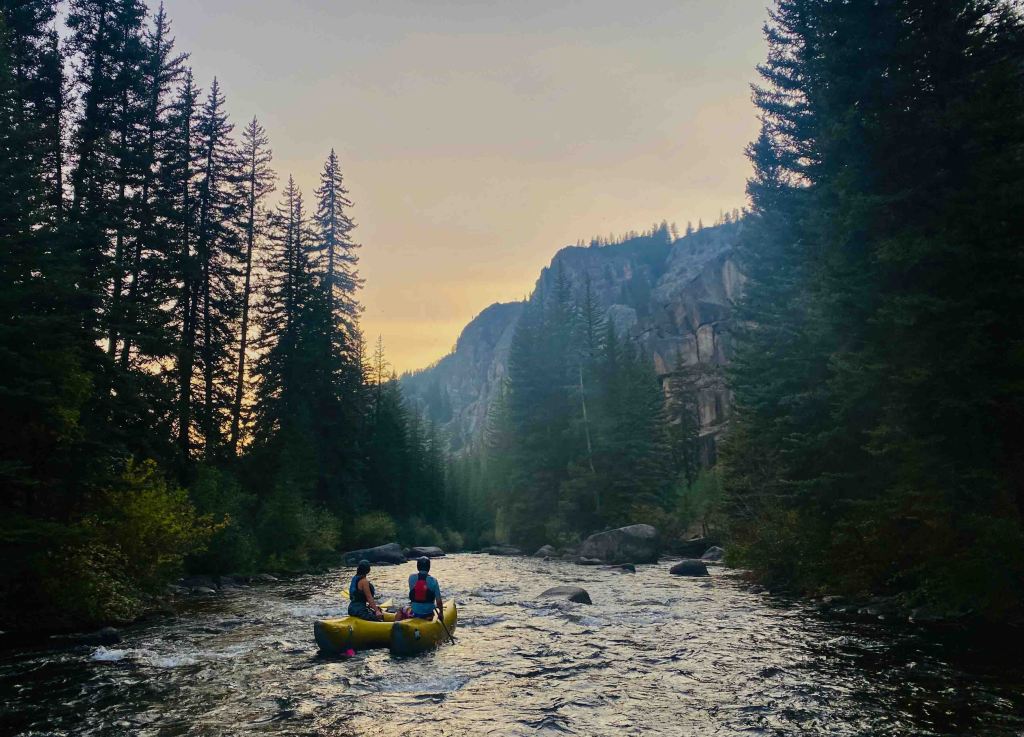 Paddling the Taylor River at sunset Almont Colorado