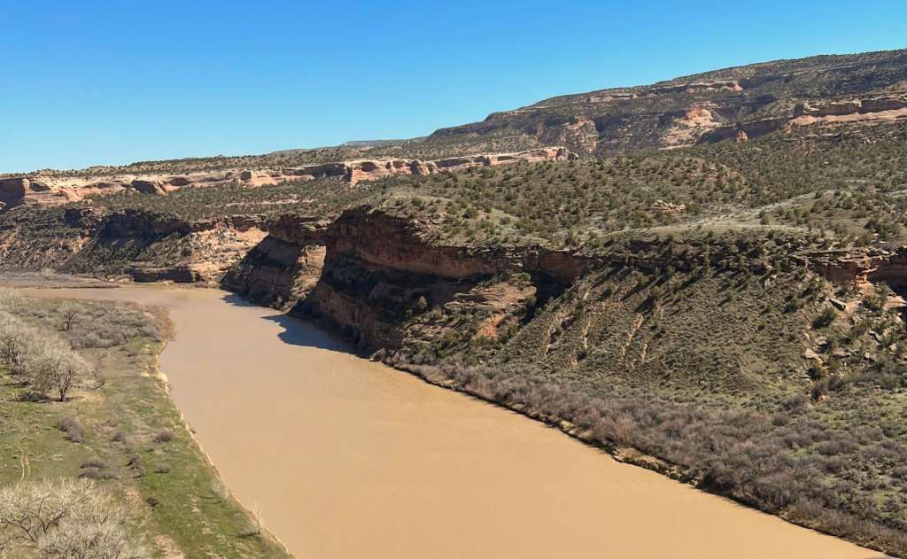 birdseye view Ruby Canyon Colorado River landscape