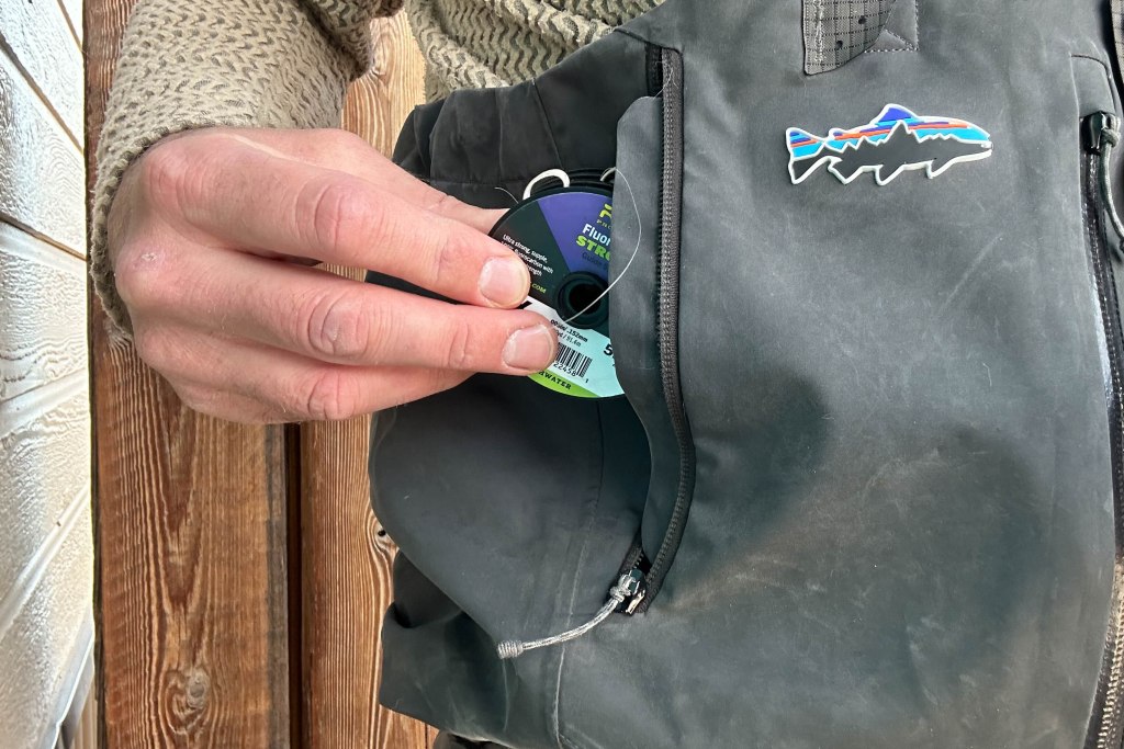 fly fishing tippet in a pocket